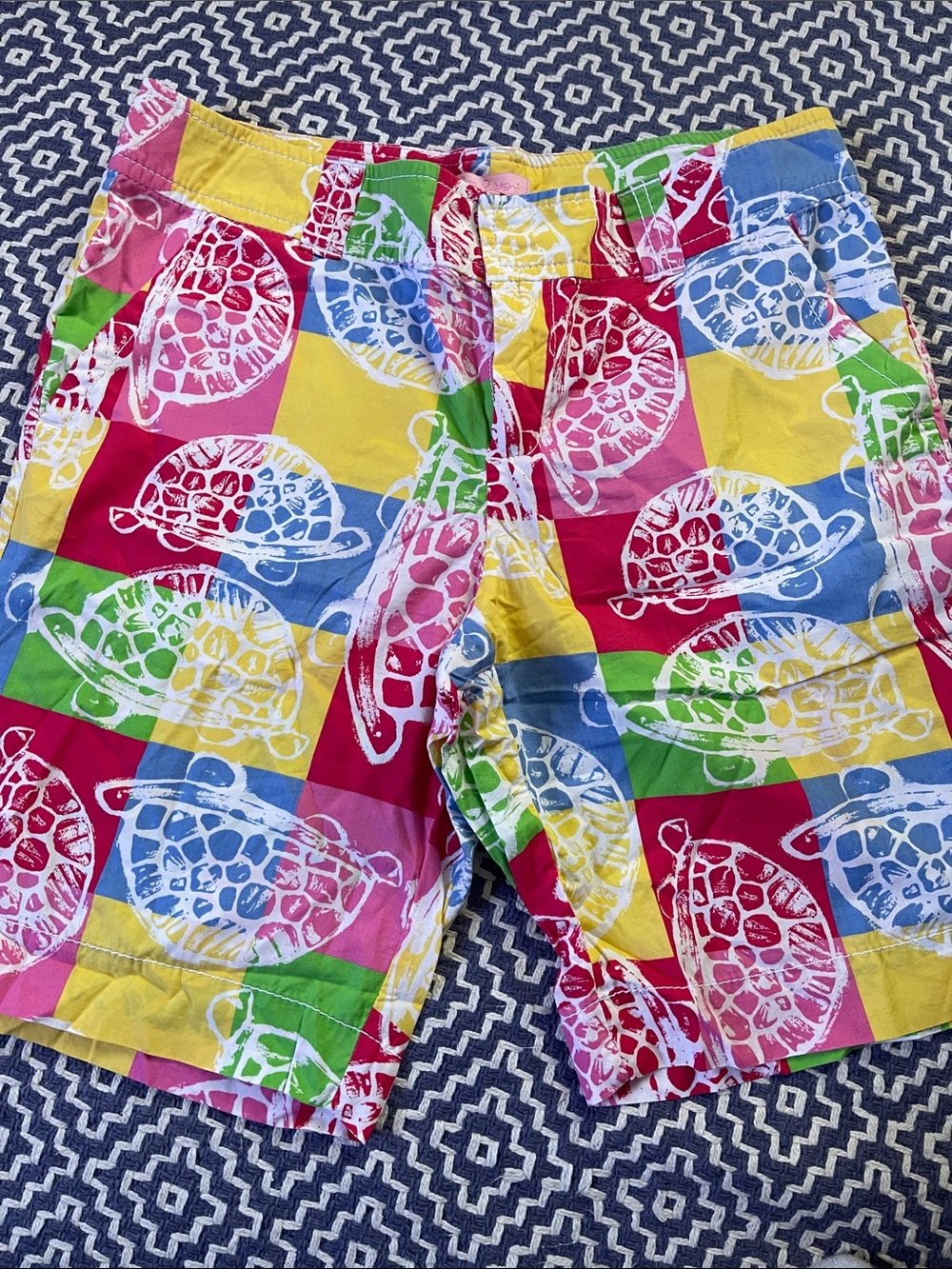 Lilly Pulitzer Colorblock Turtle Print Shorts — Multicolor